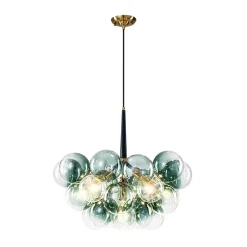 Modern Cluster Gradient Green Glass Globe Bubble Chandelier