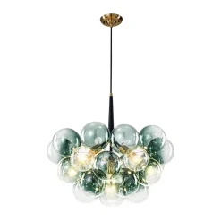 Modern Cluster Gradient Green Glass Globe Bubble Chandelier
