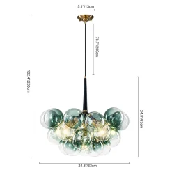 Modern Cluster Gradient Green Glass Globe Bubble Chandelier