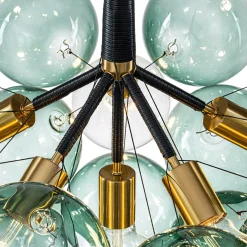 Modern Cluster Gradient Green Glass Globe Bubble Chandelier