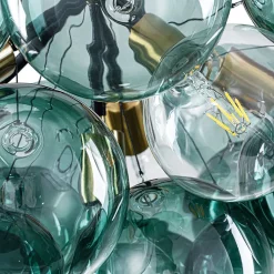 Modern Cluster Gradient Green Glass Globe Bubble Chandelier