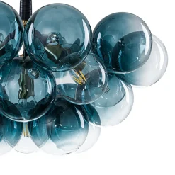 Modern Cluster Gradual Blue Glass Globe Bubble Chandelier
