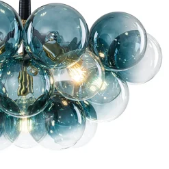 Modern Cluster Gradual Blue Glass Globe Bubble Chandelier
