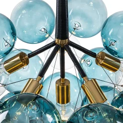 Modern Cluster Gradual Blue Glass Globe Bubble Chandelier
