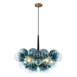 Modern Cluster Gradual Blue Glass Globe Bubble Chandelier