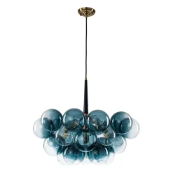 Modern Cluster Gradual Blue Glass Globe Bubble Chandelier