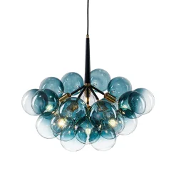 Modern Cluster Gradual Blue Glass Globe Bubble Chandelier