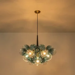Modern Cluster Gradual Blue Glass Globe Bubble Chandelier