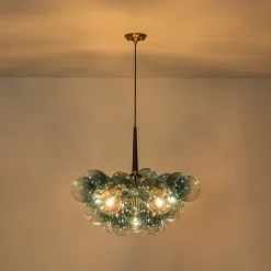 Modern Cluster Gradual Blue Glass Globe Bubble Chandelier