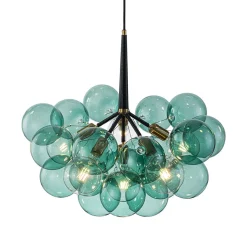 Modern Cluster Green Glass Globe Bubble Chandelier