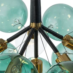 Modern Cluster Green Glass Globe Bubble Chandelier