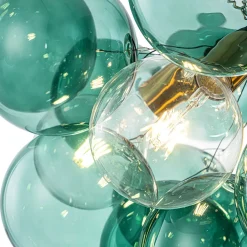 Modern Cluster Green Glass Globe Bubble Chandelier