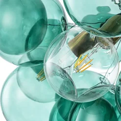 Modern Cluster Green Glass Globe Bubble Chandelier