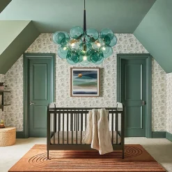 Modern Cluster Green Glass Globe Bubble Chandelier
