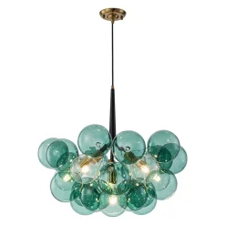 Modern Cluster Green Glass Globe Bubble Chandelier