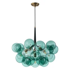 Modern Cluster Green Glass Globe Bubble Chandelier