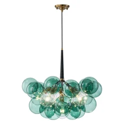 Modern Cluster Green Glass Globe Bubble Chandelier