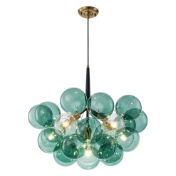 Modern Cluster Green Glass Globe Bubble Chandelier