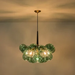 Modern Cluster Green Glass Globe Bubble Chandelier