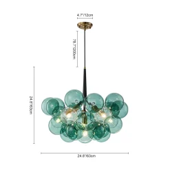 Modern Cluster Green Glass Globe Bubble Chandelier