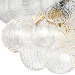 Modern Cluster Ribbed Glass Globe Bubble Chandelier