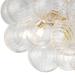 Modern Cluster Ribbed Glass Globe Bubble Chandelier