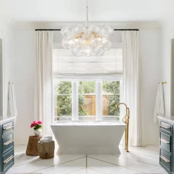 Modern Cluster Ribbed Glass Globe Bubble Chandelier