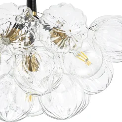 Modern Cluster Sculpture Texture Glass Globe Bubble Chandelier