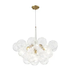 Modern Cluster Sculpture Texture Glass Globe Bubble Chandelier