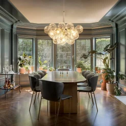 Modern Cluster Sculpture Texture Glass Globe Bubble Chandelier