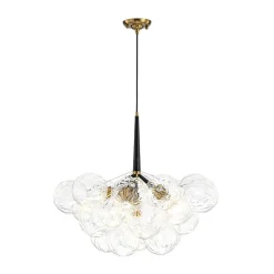Modern Cluster Sculpture Texture Glass Globe Bubble Chandelier