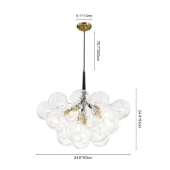 Modern Cluster Sculpture Texture Glass Globe Bubble Chandelier