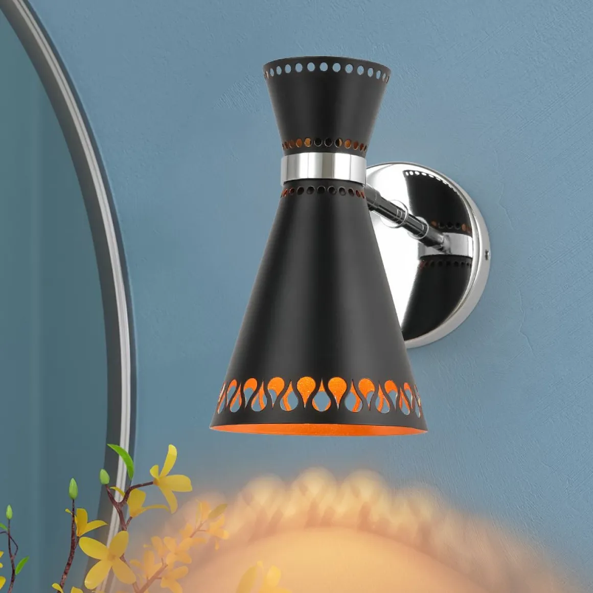 Modern 180-Degree Adjustable Conical 1-Light Wall Sconce