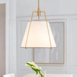 Modern Fabric Conical Drum Cage Pendant Light