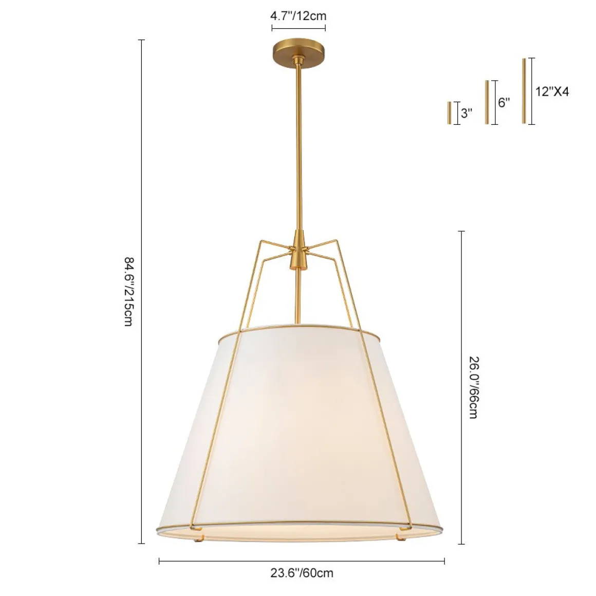 Modern Fabric Conical Drum Cage Pendant Light
