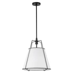 Modern Fabric Conical Drum Cage Pendant Light