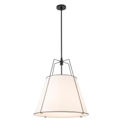 Modern Fabric Conical Drum Cage Pendant Light