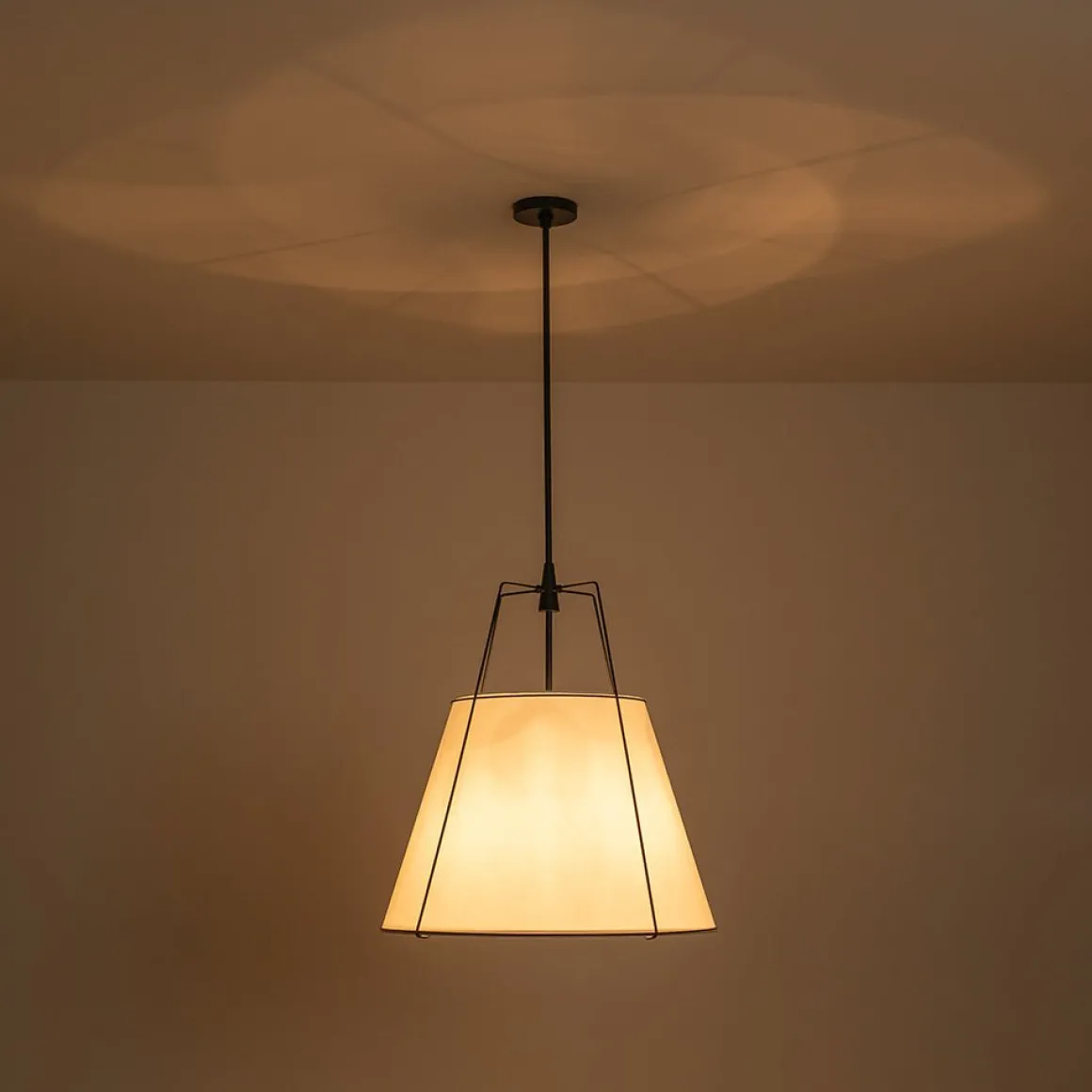 Modern Fabric Conical Drum Cage Pendant Light