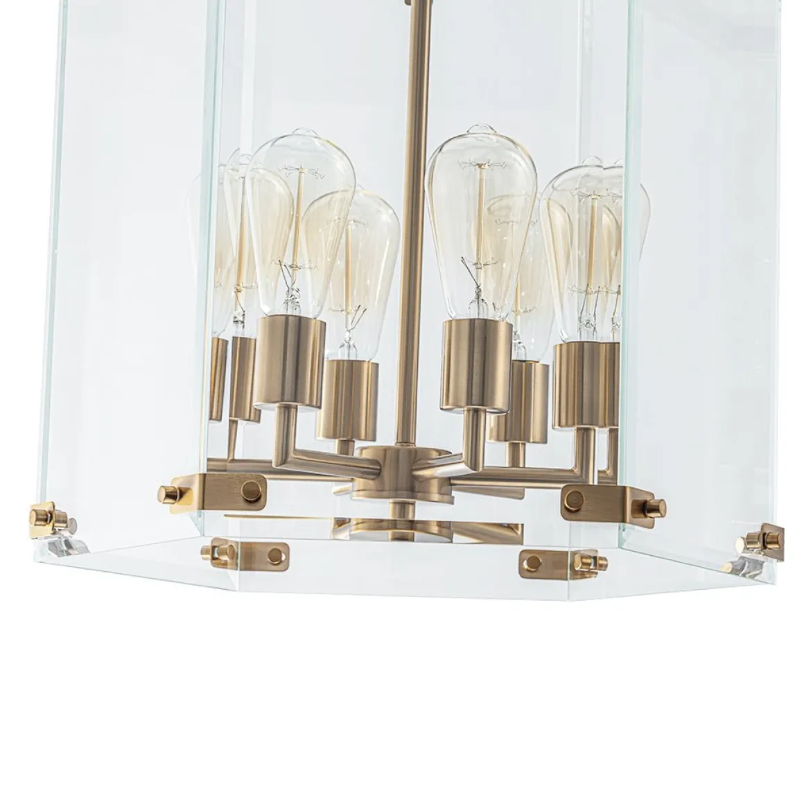 Modern Farmhouse Clear Glass Large Lantern Pendant Light