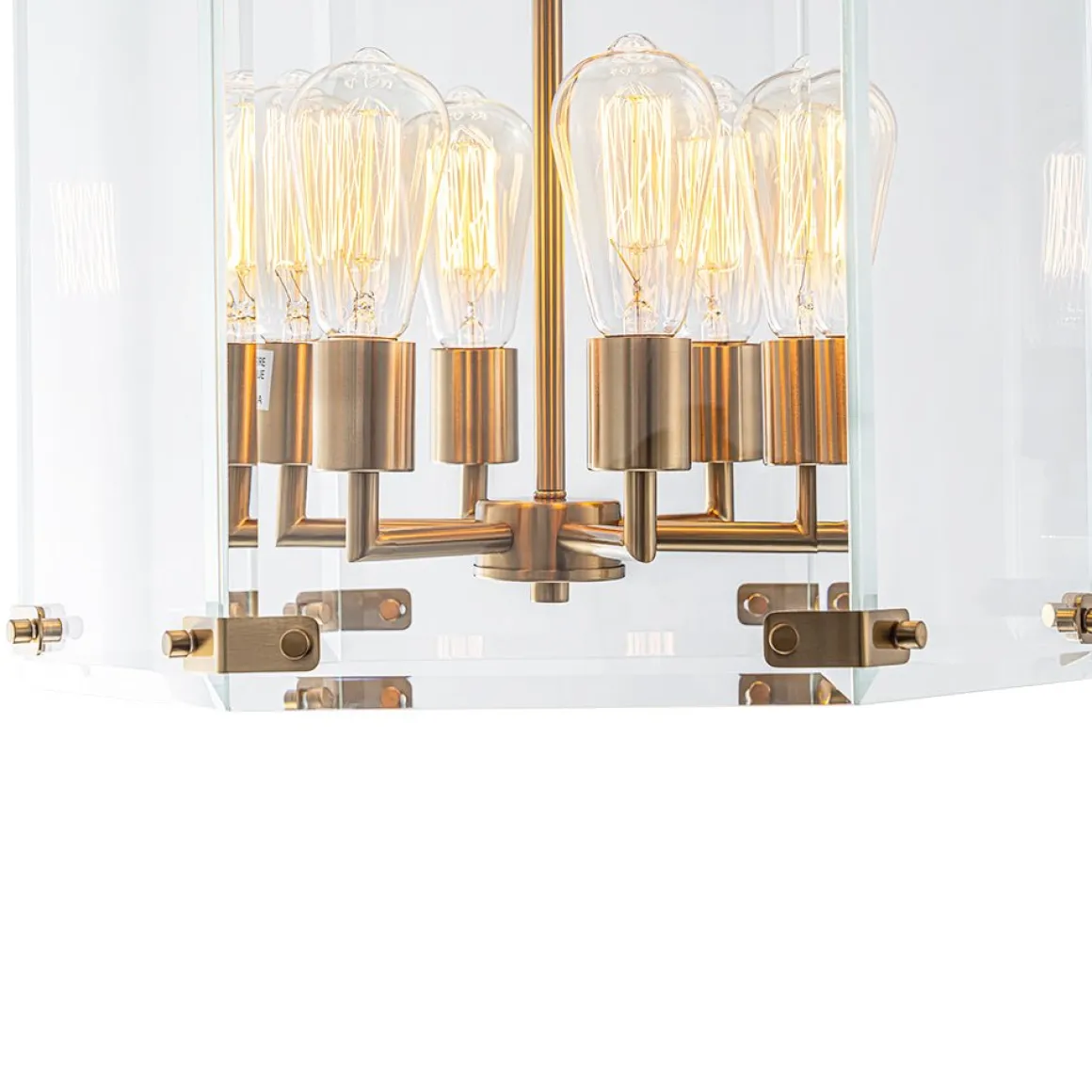 Modern Farmhouse Clear Glass Large Lantern Pendant Light