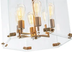 Modern Farmhouse Clear Glass Large Lantern Pendant Light