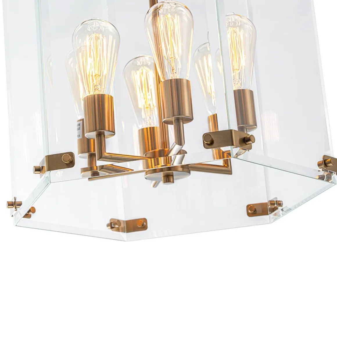 Modern Farmhouse Clear Glass Large Lantern Pendant Light