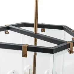 Modern Farmhouse Clear Glass Large Lantern Pendant Light