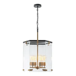 Modern Farmhouse Clear Glass Large Lantern Pendant Light