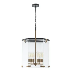 Modern Farmhouse Clear Glass Large Lantern Pendant Light