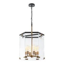 Modern Farmhouse Clear Glass Large Lantern Pendant Light