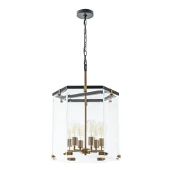Modern Farmhouse Clear Glass Large Lantern Pendant Light