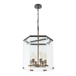 Modern Farmhouse Clear Glass Large Lantern Pendant Light