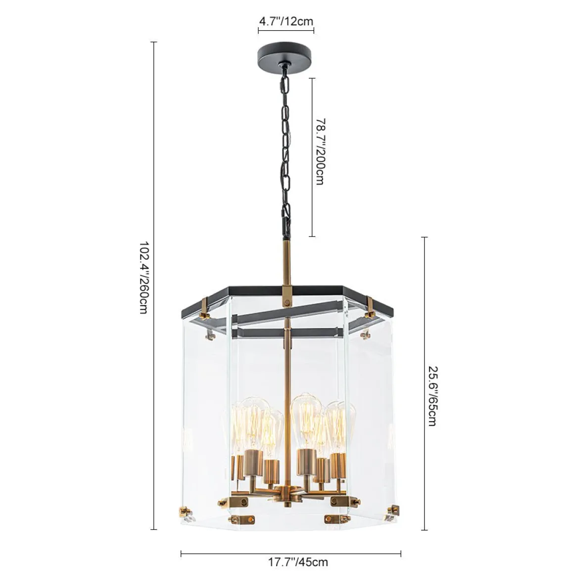 Modern Farmhouse Clear Glass Large Lantern Pendant Light