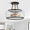 Modern Farmhouse Drum Glass Semi Flush Mount